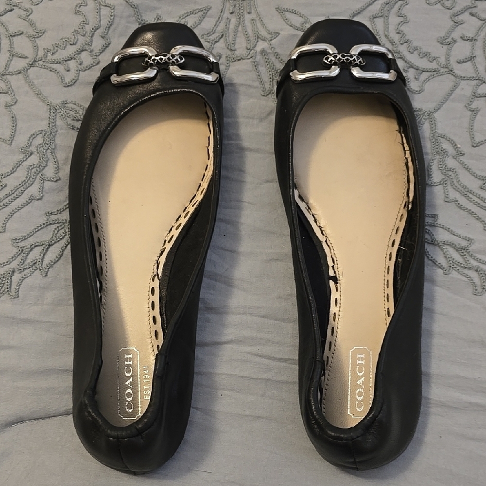 Coach Black Leather Women's Flats